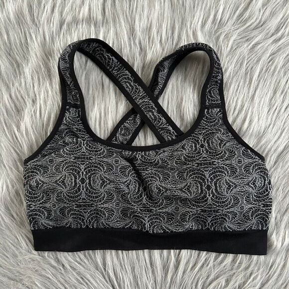 Jockey Wirefree Sports Bra Womens Size Medium Black Stretchy Wireless Crossback‎ - Picture 1 of 6